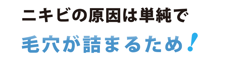 ニキビの原因は単純で毛穴が詰まるためです。